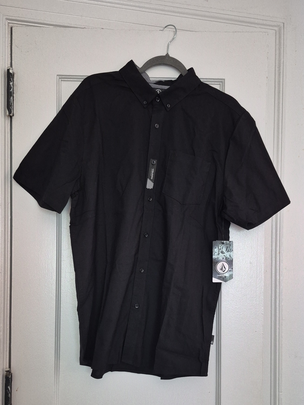 Volcom Men's Everett Oxford Short Sleeve Shirt In Black